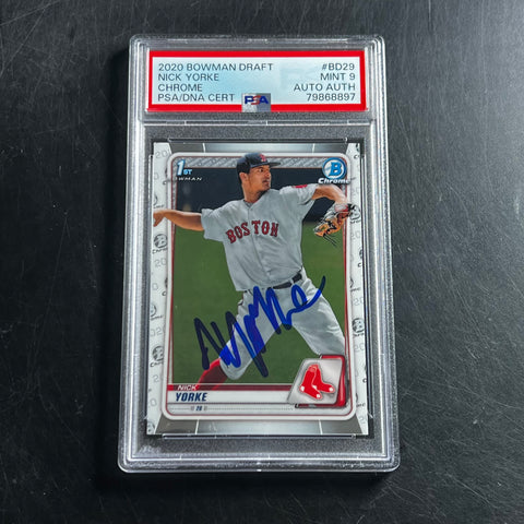 2020 Bowman Draft Chrome #BD29 Nick Yorke Signed Rookie Card PSA Mint 9 AUTO Authentic Red Sox