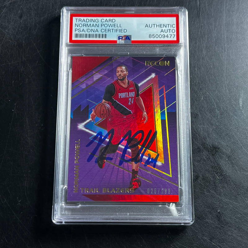 2020-21 Panini Recon #191 Norman Powell Signed Card AUTO PSA Slabbed Trail Blazers