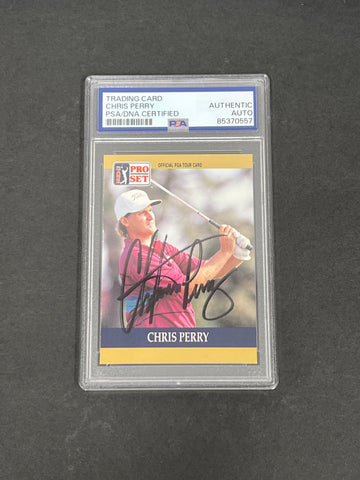 1990 PGA Tour Pro Set #63 Chris Perry Signed Card PSA/DNA Autographed Slabbed Golf