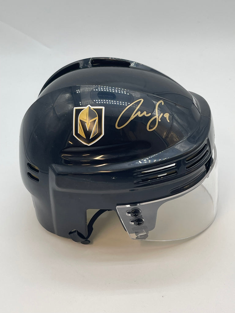 golden state motorcycle helmet Reilly Smith signed mini helmet Fanatics Auto Vegas Golden Knights Aut – Golden State Memorabilia
