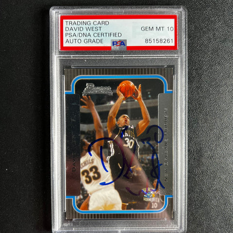 2002-03 Topps Bowman #120 David West Signed Card AUTO 10 PSA Slabbed Knicks