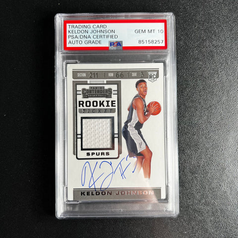 2019-20 Panini Contenders #RTS-KJN Keldon Johnson Signed Card Auto 10 PSA Slabbed Spurs