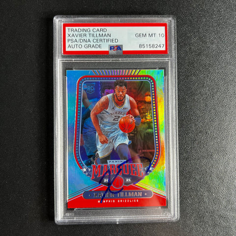 2020-21 Panini Chronicles Marquee #242 Xavier Tillman signed card Auto 10 PSA/DNA Slabbed Grizzlies