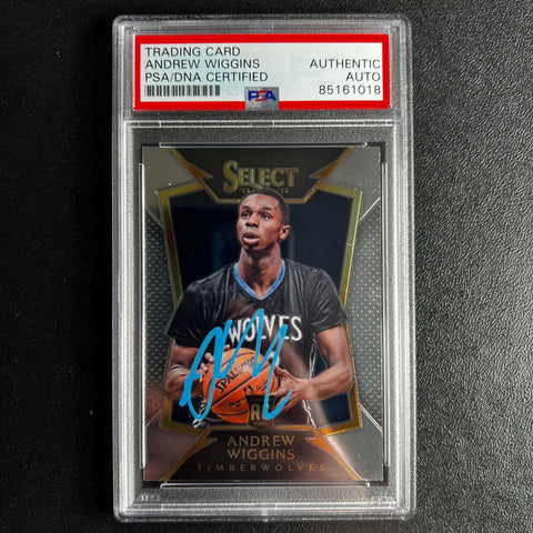 2014-15 Panini Select #100 Andrew Wiggins Signed Card AUTO PSA Slabbed Minnesota Timberwolves