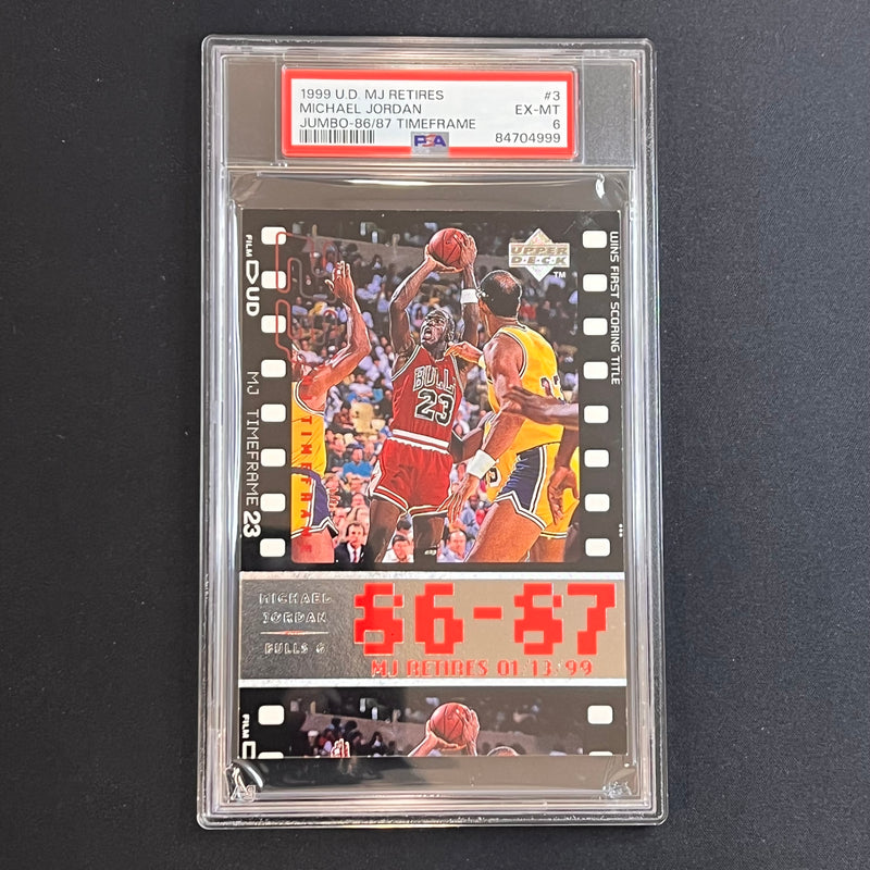 1999 Upper Deck MJ Retires Jumbo-86/87 Timeframe #3 Michael Jordan PSA EX MT 6 Bulls