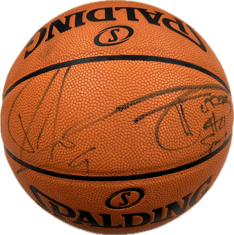 Tim Duncan Tony Parker signed Basketball PSA/DNA Spurs autographed