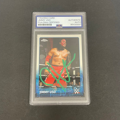 2015 Topps #37 Jimmy Uso Signed Card PSA AUTO Slabbed WWE