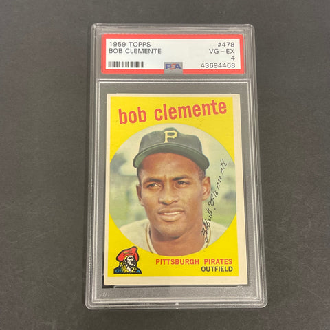 1959 Topps #478 Bob Clemente Card PSA VG-EX 4 Slabbed Pittsburgh Pirates