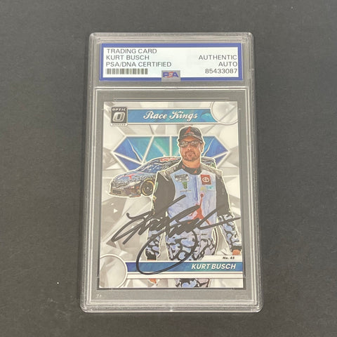 2023 Panini Optic Donruss Race Kings #8 Kurt Busch Signed Card AUTO PSA Slabbed Nascar