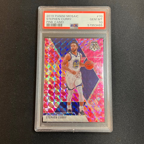 2019 Panini Mosaic #70 Stephen Curry Pink Camo PSA Gem Mint 10