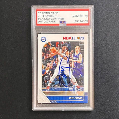 2019-20 Panini Hoops #145 Joel Embiid signed card PSA/DNA Philadelphia 76ers AUTO 10 Sixers