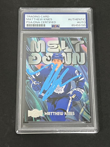 2023-24 Skybox Metal Universe Meltdown #M8 Matthew Knies Signed Card AUTO PSA slabbed Maple Leafs