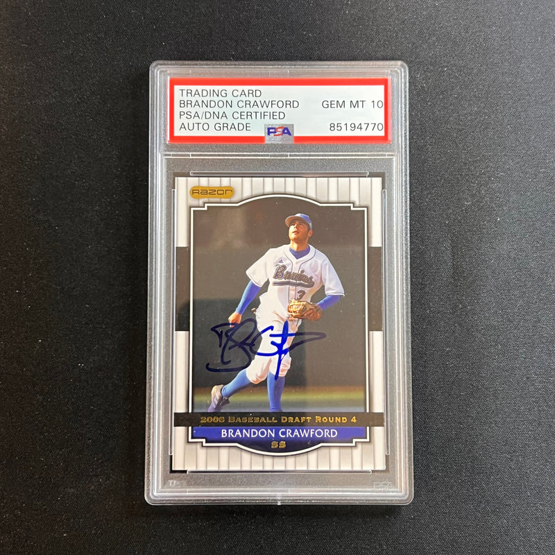 2008 Razor Signature Series #66 Brandon Crawford signed card PSA Auto 10 Slabbed RC Giants