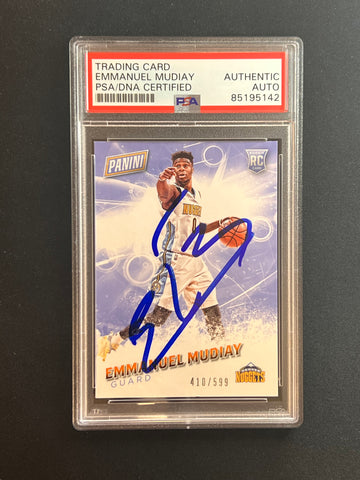 2016 Panini Fathers Day #60 Emmanuel Mudiay Signed Card AUTO PSA Slabbed Nuggets