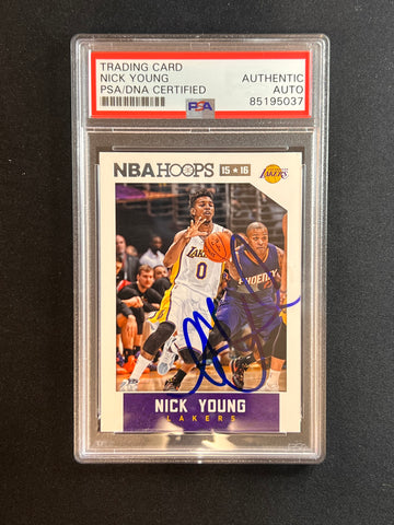 2015-16 Panini Prestige #86 Nick Young Signed Card AUTO PSA Slabbed Lakers