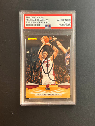 2009-10 Panini #132 Michael Beasley Signed Card AUTO PSA Slabbed Heat