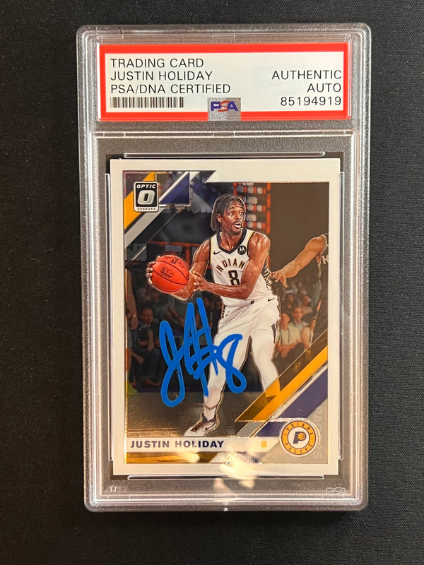 2019-20 Panini Donruss Optic #128 Justin Holiday Signed Card AUTO PSA Slabbed Bulls