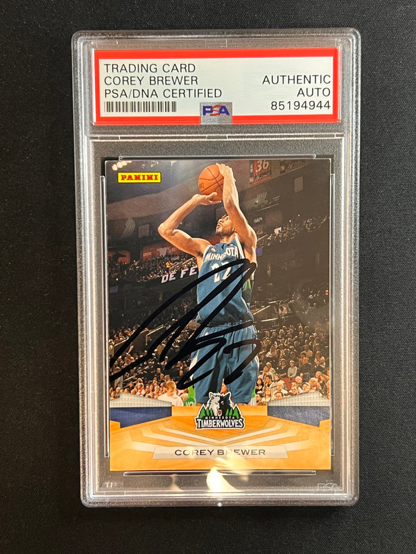 2009-10 Panini Basketball #212 Corey Brewer Signed Card AUTO PSA Slabbed Timberwolves