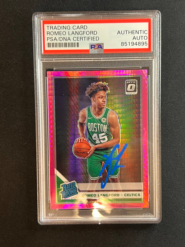 2019-20 Panini Donruss Optic #182 Romeo Langford Signed Card PSA Slabbed Auto Celtics