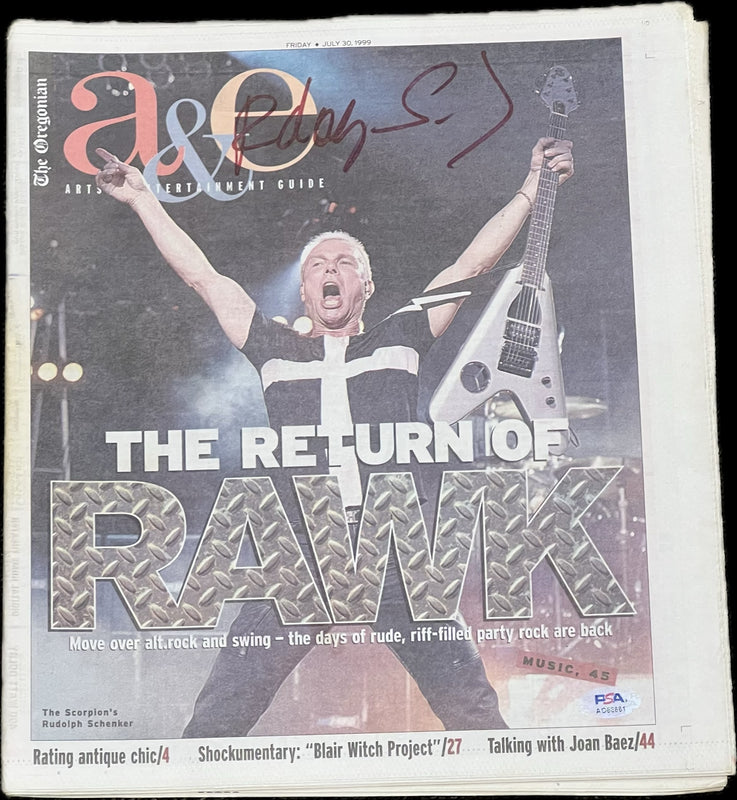 Rudolf Schenker Signed Newspaper PSA Autographed Musician Scorpions