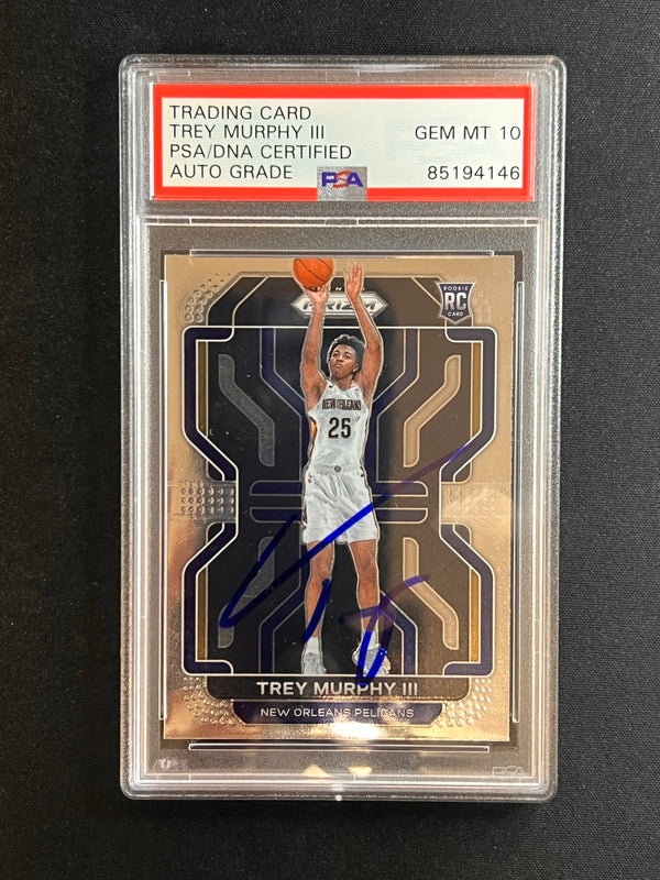2021-2022 Panini Prizm #288 Trey Murphy III Signed Card Auto PSA Slabbed RC Pelicans