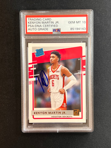 2020-21 Panini Donruss Rated Rookie #224 Kenyon Martin Jr. Signed Card AUTO 10 PSA Slabbed Rockets