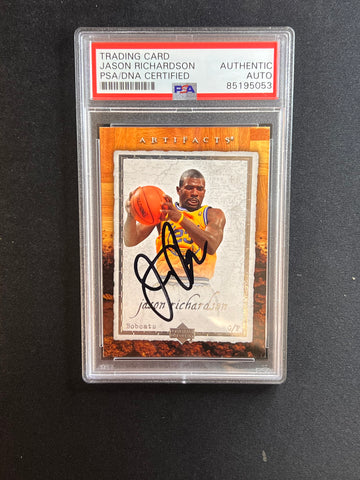 2007-08 Artifacts Basketball #30 Jason Richardson Signed Card AUTO PSA Slabbed Bobcats