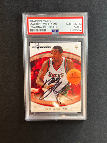 2007-08 Fleer Hot Prospects #44 Maurice Mo Williams Signed Card AUTO PSA Slabbed Bucks