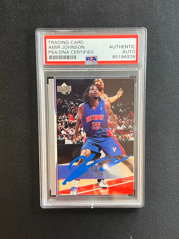 2007-08 Upper Deck #126  Amir Johnson Signed Card AUTO PSA Slabbed Pistons