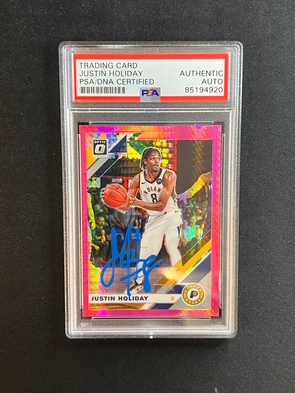 2019-20 Panini Donruss Optic #128 Justin Holiday Signed Card AUTO PSA Slabbed Bulls