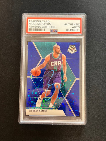 2019-20 Panini Mosaic #102 Nicolas Batum Signed Card AUTO PSA Slabbed Hornets