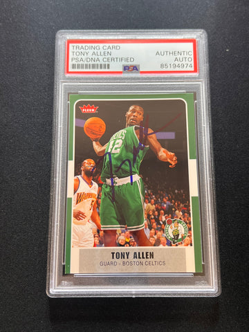 2007-08 Fleer #99 Tony Allen Signed Card AUTO  PSA Slabbed Celtics