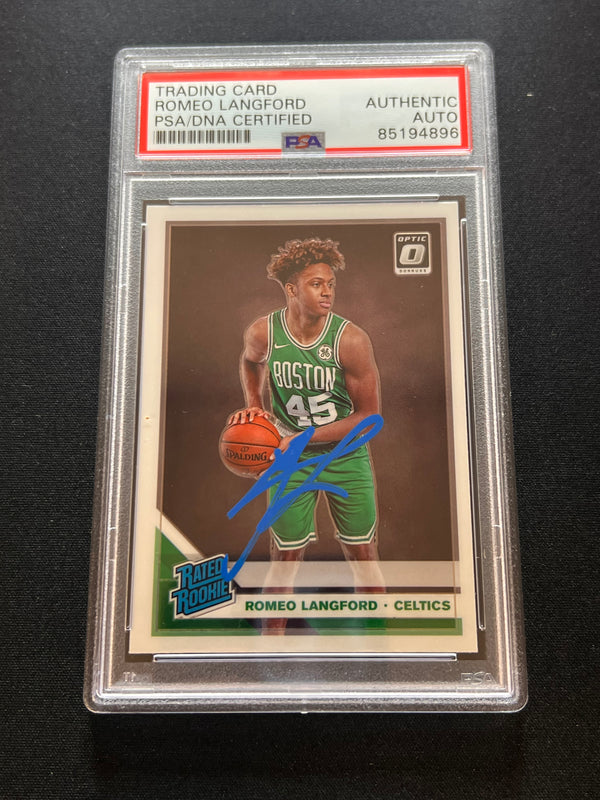 2019-20 Panini Donruss Optic #182 Romeo Langford Signed Card PSA Slabbed AUTO Celtics