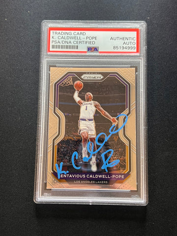 2020-21 Panini Prizm #77 Kentavious Caldwell-Pope Signed Card AUTO PSA Slabbed Lakers