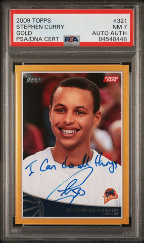 2009 Topps Gold #321 Stephen Curry Signed Rookie Card PSA 7 AUTO PSA Slabbed Warriors