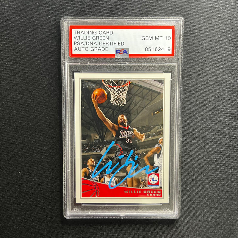 2009-10 Topps Basketball #232 Willie Green Signed Card AUTO 10 PSA Slabbed 76ers