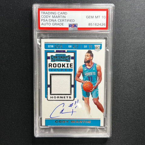 2019-20 Panini Mosaic #RTS-CMT Cody Martin Signed Card AUTO PSA/DNA Slabbed RC Hornets