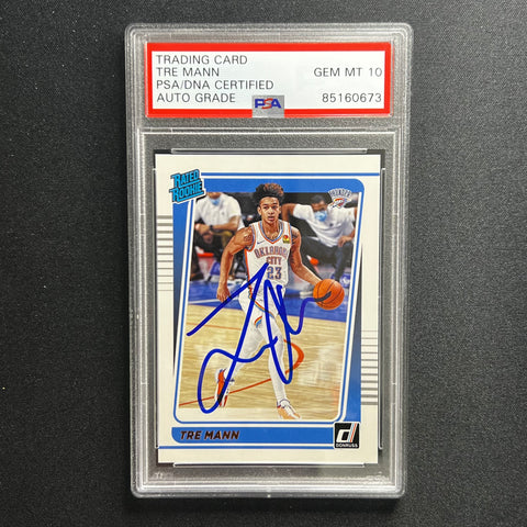 2021 Panini Chronicles Draft Picks #218 Tre Mann Signed AUTO 10 PSA Slabbed OKC