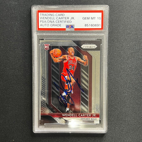 2018-19 Panini Prizm #80 Wendell Carter Jr Signed Card PSA/DNA AUTO 10 Bulls