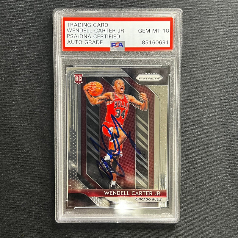 2018-19 Panini Prizm #80 Wendell Carter Jr Signed Card PSA/DNA AUTO 10 Bulls