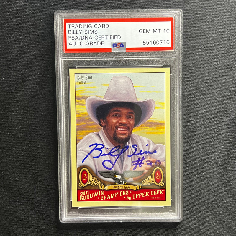 2011 Goodwin Champions #102 Billy Sims Signed Card PSA AUTO 10 Slabbed Oklahoma