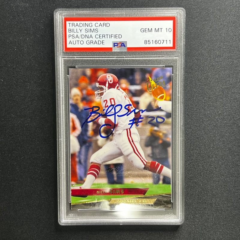2012 Football Card #50 Billy Sims Signed Card PSA Slabbed Auto GRADE 10 Oklahoma