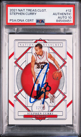 2021 National Treasure Collegiate #12 Stephen Curry Signed Card AUTO 10 PSA Slabbed Warriors
