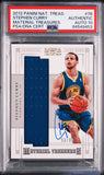 2012 Panini National Treasure #76 Material Treasure Stephen Curry Signed Card AUTO 10 PSA Slabbed Warriors