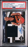 2009 Panini Limited #7 Freshman Jumbo Jersey Stephen Curry Signed Card AUTO 10 PSA Slabbed Warriors