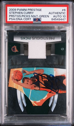 2009 Panini Prestige #6 Prestige Picks Green Stephen Curry Signed Card AUTO 10 PSA Slabbed Warriors