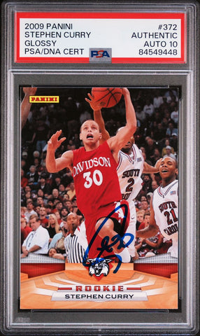 2009 Panini #372 Glossy Stephen Curry Signed Card AUTO 10 PSA Slabbed Warriors