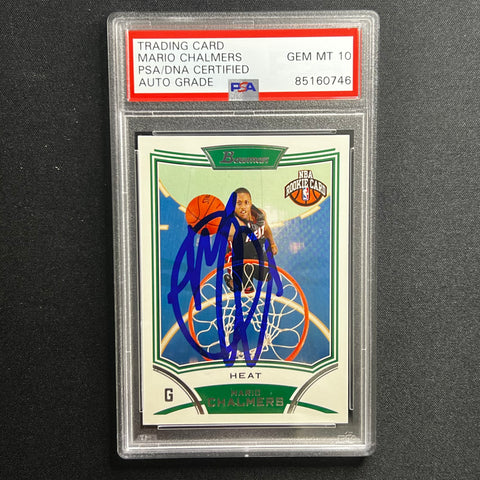 2008 Topps #138 Mario Chalmers Signed Card AUTO PSA Slabbed Heat