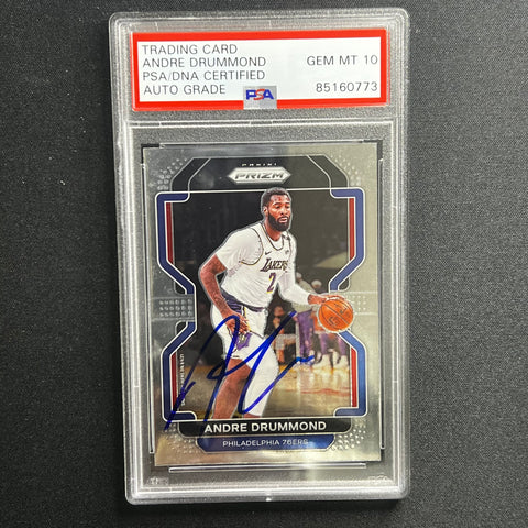 2021-22 Panini Prizm #5 Andre Drummond Signed Card AUTO PSA Slabbed 76ers