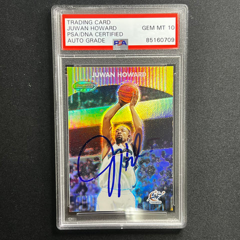 2001 Topps #19 Juwan Howard Signed Card AUTO 10 PSA/DNA Slabbed Wizards